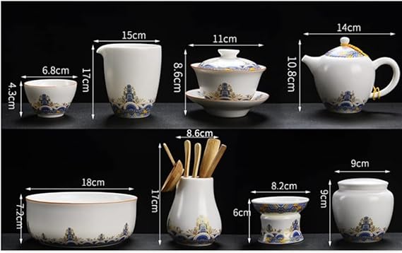 White Porcelain Tea Set for Home, Living Room, Office, Tea Preparation for Guests, Tea Cup