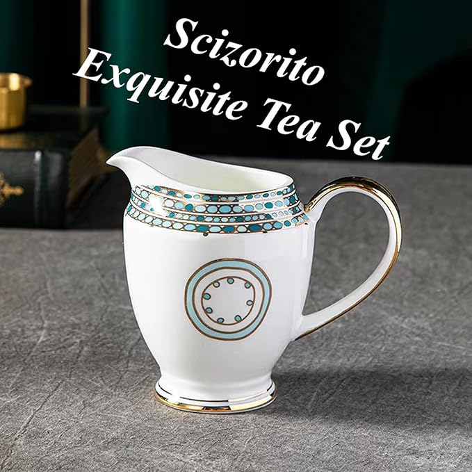 Chinese Bone China Coffee Tea Set, Retro Floral Tea Gift Set, Suitable for Christmas, Father'S Day, Birthday, Halloween Party Gifts (Sapphire Tea Set)