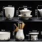 White Porcelain Tea Set for Home, Living Room, Office, Tea Preparation for Guests, Tea Cup
