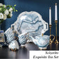China Bone Porcelain Coffee Tea Set, Excellent Porcelain Tea Set, Retro Floral Tea Gift Set, Suitable as A Gift for Mother'S Day, Birthday, Christmas, and Gatherings (Sea Mist Blue)