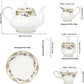 ACMLIFE Bone China Tea Set and 3-Tier Serving Stand with Tray, 21-Piece English Tea Cups Set of 6 Porcelain Tea Set with Teapot
