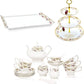 ACMLIFE Bone China Tea Set and 3-Tier Serving Stand with Tray, 21-Piece English Tea Cups Set of 6 Porcelain Tea Set with Teapot