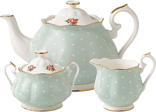 Royal Albert New Country Roses Polka Rose Tea Set, 3-Piece